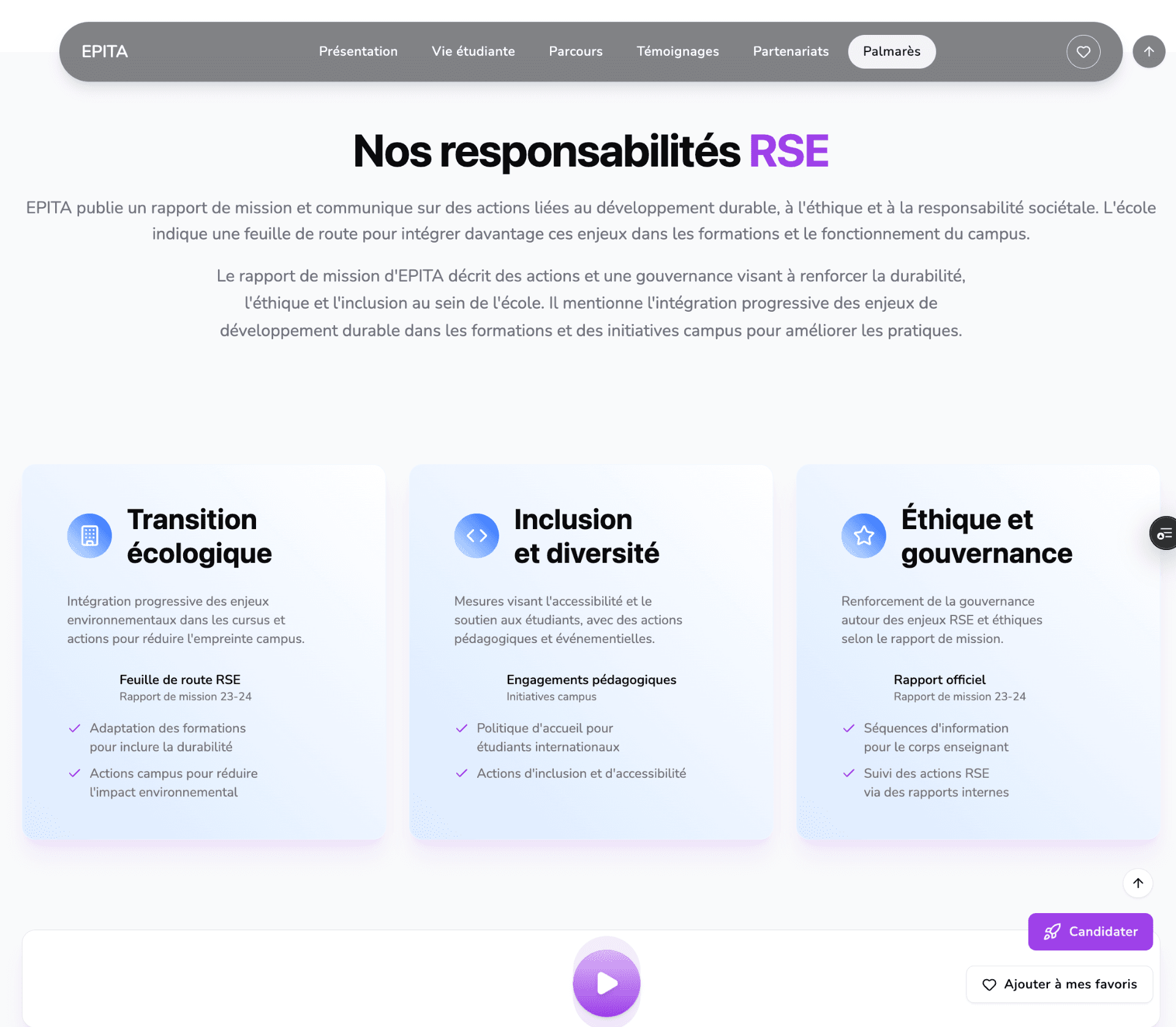 Aperçu plateforme - RSE