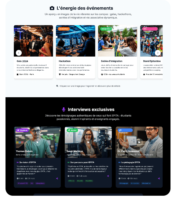 Aperçu plateforme - Vie étudiante
